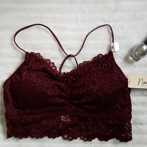 Nanette Lepore Burgandy Lace Bralette Size M.